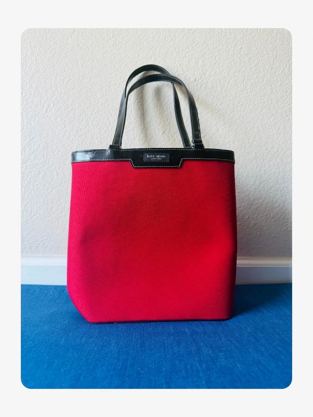 ★ Vintage Kate Spade New York Structured Nylon/Leather Shoulder Bag Red/Black ★